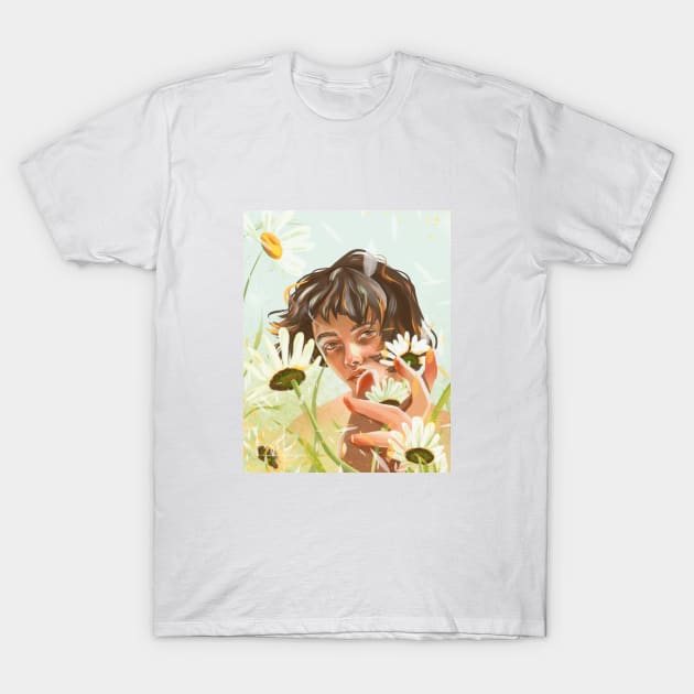 girl with flowers T-Shirt by SharandinaArt